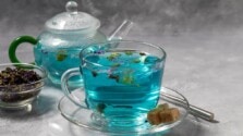 A cup of blue tea